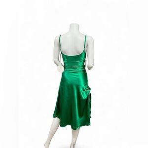 Vibrant Green Satin Midi Dress miss circle
